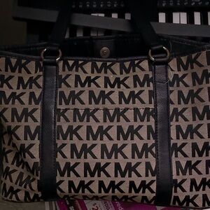 Mk  Black and Brown Logo Tote